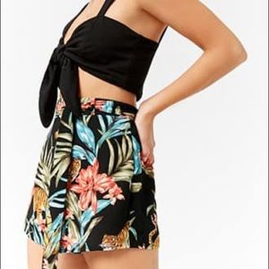 Floral tiger print shorts